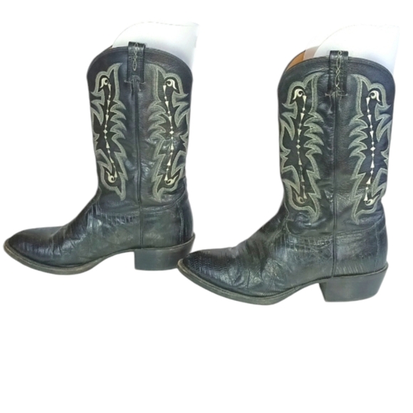 Tony Lama Other - Tony Lama Boots Mens #CZ810 Lizard Pretty Cowboy Black Leather Sz 12EE